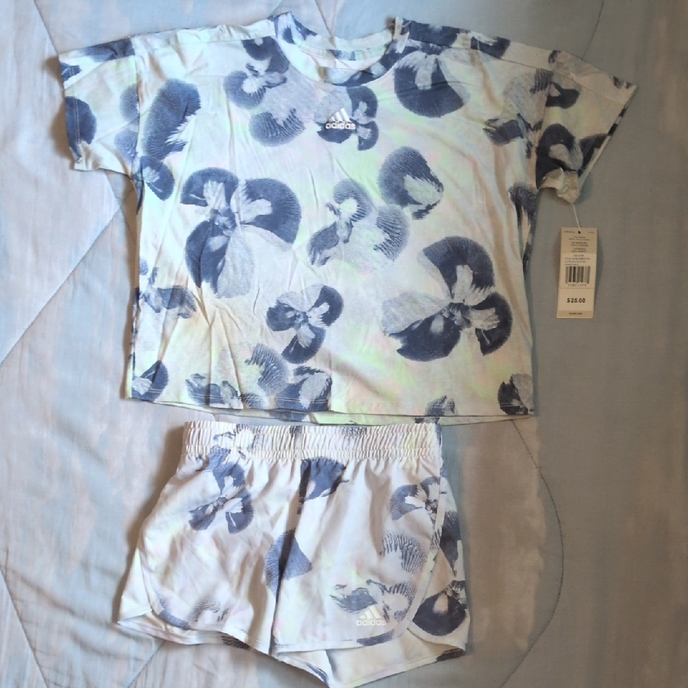 Adidas Kids Lounge Set - Blue and White Floral